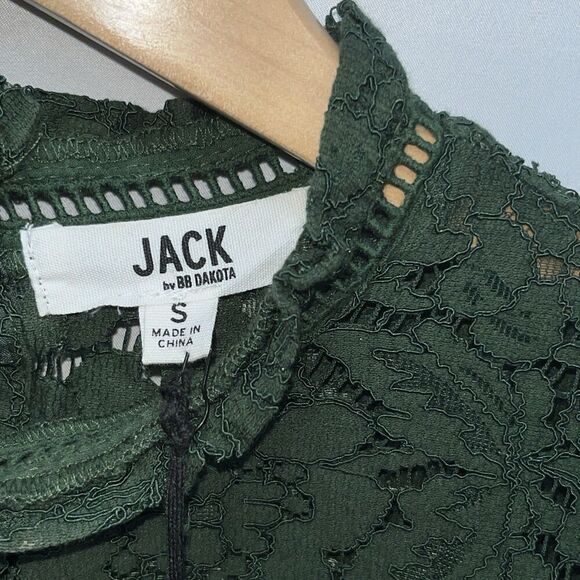 Jack BB Dakota Women’s Lace Boxy Crop Top Size Small Mountain Green Bell Sleeve - Picture 4 of 13